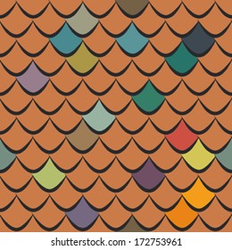  Roof tiles seamless vector pattern 