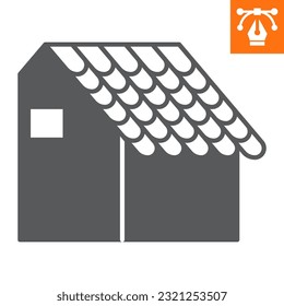 Roof tiles solid icon, glyph style icon for web site or mobile app, construction and building, pantile vector icon, simple vector illustration, vector graphics with editable strokes.
