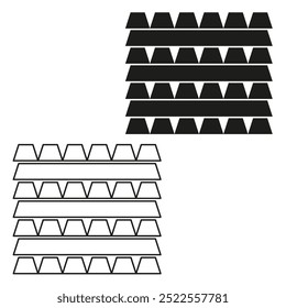 Vetor de telhas. Cobertura empilhada. Estilo sólido e de contorno preto. Projeto de padrão geométrico.