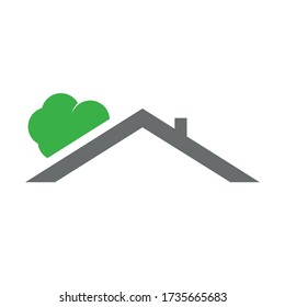 Roof and tree  icon logo design vector