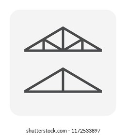 Roof truss icon. Also call wooden roof framing. That for house or property building assembly of beam to creates rigid structure used for support roofing materials. Vector illustration design icon.