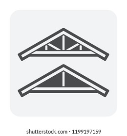 Roof truss icon. Also call wooden roof framing. That for house or property building assembly of beam to creates rigid structure used for support roofing materials. Vector illustration design icon.