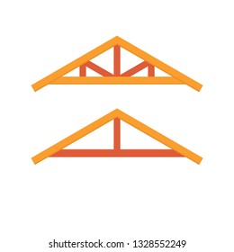 Roof truss icon. Also call wooden roof framing. That for house or property building assembly of beam to creates rigid structure used for support roofing materials. Vector illustration design icon.