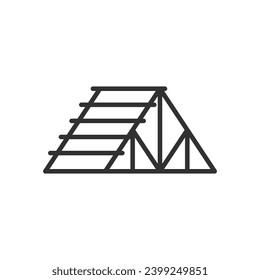 Roof truss, linear icon. Frame. Roof construction. Line with editable stroke