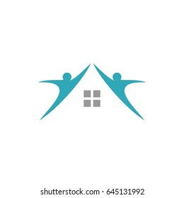 Roof with two Human Shape Logo Template Illustration Design. Vector EPS 10.