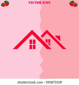 Roof vector  icon. Strawberry Background.