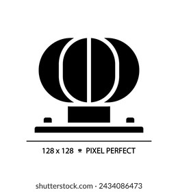 Roof vent black glyph icon. Attic ventilation. Home improvement. Air exchange. Hvac system. Air raid siren. Silhouette symbol on white space. Solid pictogram. Vector isolated illustration