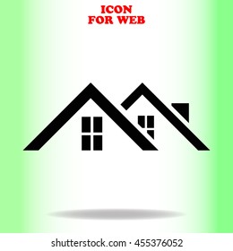 Roof web icon. Black illustration on white background
