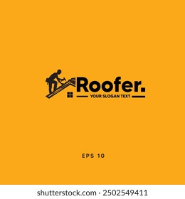 roofer , handyman, worker, timwork logo silhouette , blacak and white logo simple logo constructtion , worker construction logo