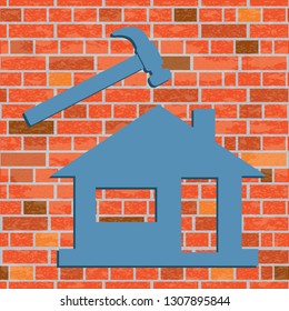 Roofer / slater icon. Vector illustration