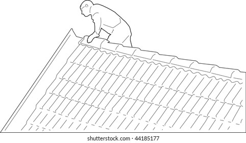 roofer at work - illustration