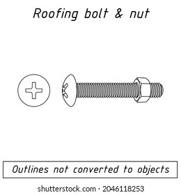 roofing bolt and nut outline blueprint