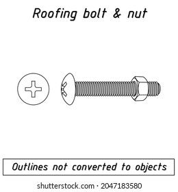 roofing bolt and nut outline blueprint 
