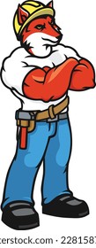 Roofing Builder Fox Mascot Design