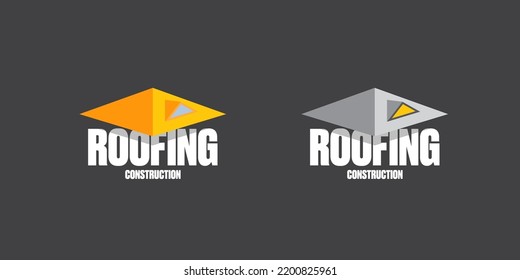 Roofing construction logo set design template with roof top and slogan siolated on grey background. Vector Real estate logo collection or label with stylized roof