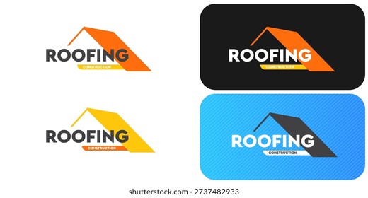 Roofing construction logo set with yellow house roof silhouettes, professional branding identity. Modern roofing construction logo collection featuring stylized yellow roof peaks and bold typography.