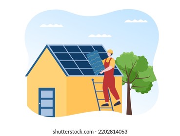 Roofing Construction Workers Template Hand Drawn Cartoon Flat Illustration with Housetop Renovation, Fixing Rooftop Tile House and Roof Reconstruction