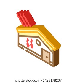 Dacheindeckung Energieeffizienz isometrische Ikone Vektor. Dacheindeckung Energieeffizientes Zeichen. Isolierte Symboldarstellung