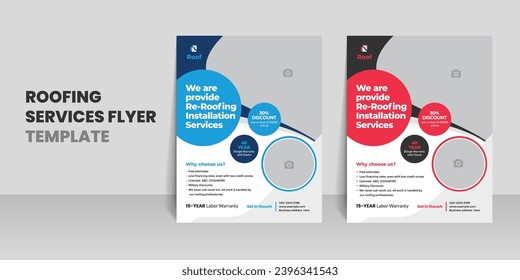 Roofing flyer template with roof service leaflet design