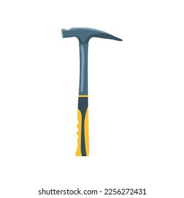 Roofing hammer with plastic handle isolated on white background. Hammer flat vector illustration. Construction, home repair, carpentry concept