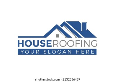 roofing house logo design vector illustration