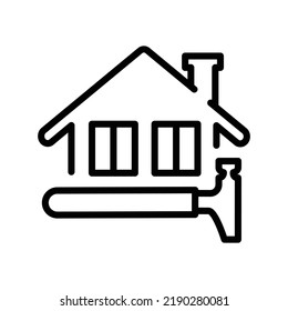 Roofing and installation of windows black line icon. Pictogram for web page