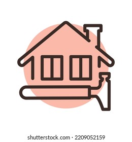 Roofing and installation of windows black line icon. Pictogram for web page.