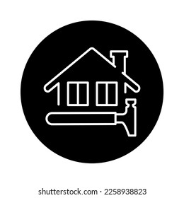 Roofing and installation of windows black line icon. Pictogram for web page.