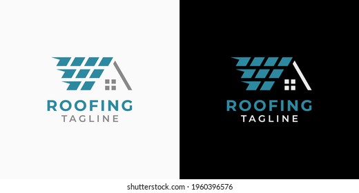 Roofing Logo Design. House Roof Logo Template For Roofing Installation, Repair, Replacement, Maintenance. Building Logo Symbol For Real Estate, Construction, Residential And Other Business Or Company.