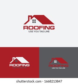 Roofing Logo Design Template Construction