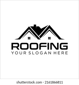 Roofing logo design. Vector illustration of H letter home shaped for company. Modern design flat icon template