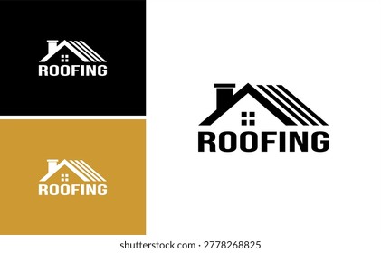 Roofing Logo Design Vector Modern House Construction Real Estate Roofing Service Minimalist Building Corporate Branding Icon