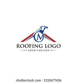 roofing logo strong with eagle head icon