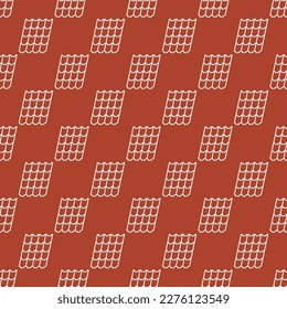 Roofing Material vector Concrete Tile Roof concept outline seamless pattern