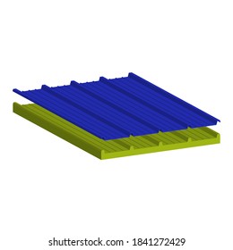 Roofing sandwich panel two-layer. A filler-mineral wool.Vector isometric and 3D view.