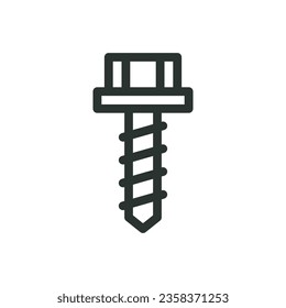 Roofing screw isolated icon, metal roof screws vector icon with editable stroke