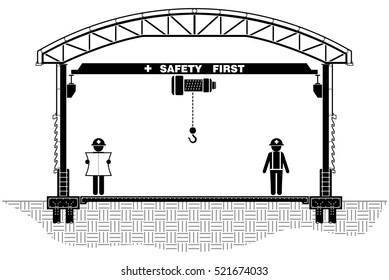 Roofing section of warehouse, silhouette of framing vector illustration