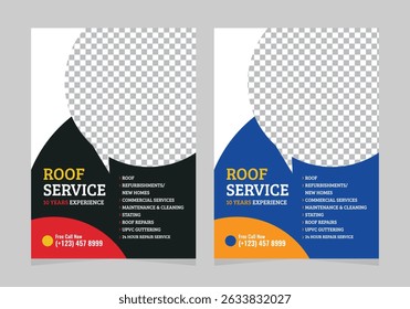 roofing service flyer template design, business roof brochure cover poster premium design