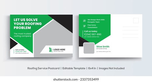 Roofing Service Postcard Design Template.Corporate Postcard Design vector template for Opening invitation.Event Card Design, EDDM Postcard