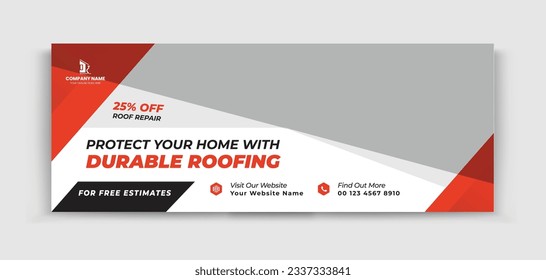 Roofing Service Timeline cover social media cover, home move, banner design template, Social media banner for ads, banner social media.