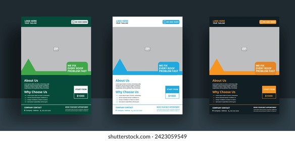 Plantilla de diseño de volante de servicios de techo y folleto de reparación para el hogar manual de diseño de plantilla de cubierta