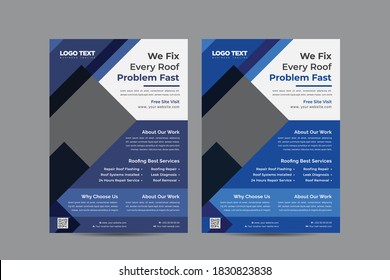 Roofing Services Flyers Templates & Designs, Vector page layouts for multipurpose Design.