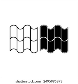 Roofing sheet or tile icons vary in shape, for covering the roof of a house. Vector expansion line icon.