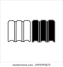 Roofing sheet or tile icons vary in shape, for covering the roof of a house. Vector expansion line icon.