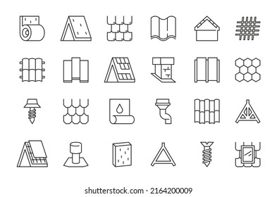 Roofing symbols. Housetop construction materials waterproof architectural objects garish vector stylized roofing pictures