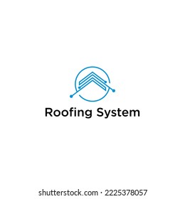 diseño del logotipo del sistema de techo. vector de techo eléctrico de tecnología digital con línea para el logotipo inmobiliario