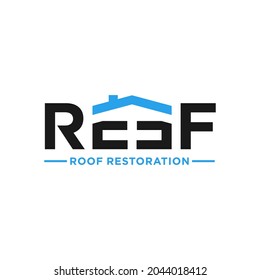 Roofing Text logo design template vector