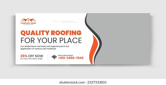 Roofing Timeline cover social media cover, home move, banner design template, Social media banner for ads, banner social media.