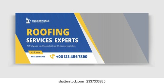 Roofing Timeline cover social media cover, home move, banner design template, Social media banner for ads, banner social media.