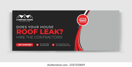 Roofing Timeline cover social media cover, home move, banner design template, Social media banner for ads, banner social media.